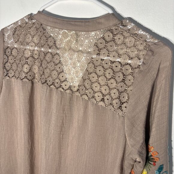 ANTHROPOLOGIE Fig and Flower Embroidered Top Beige Size S - Picture 11 of 14